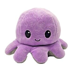 TeeTurtle Reversible Octopus Purple Side Happy/Gray Side Sad Clean Approx 4" Tal